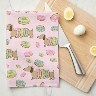 Dachshunds + Donuts Dish Towel + Doxie Hand Towel Kökshandduk