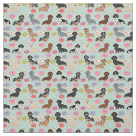 Dachshunds Donuts Fabric - utskrift av söt doxie v Tyg