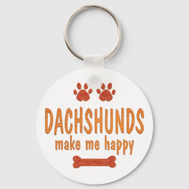 Dachshunds gör mig Lycklig Nyckelring (Framsida)