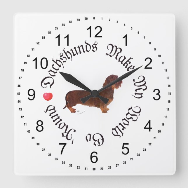 Dachshunds Gör Min Värld Fyrkantig Klocka (Framsida)