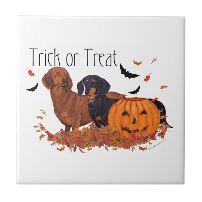 Dachshunds Halloween Kakelplatta (Framsidan)