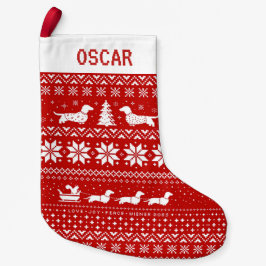 Dachshunds Helgdag Wiener Hundar Cute Julafton Liten Julstrumpa