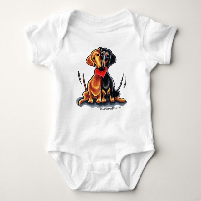 Dachshunds hjärta tee (Framsida)
