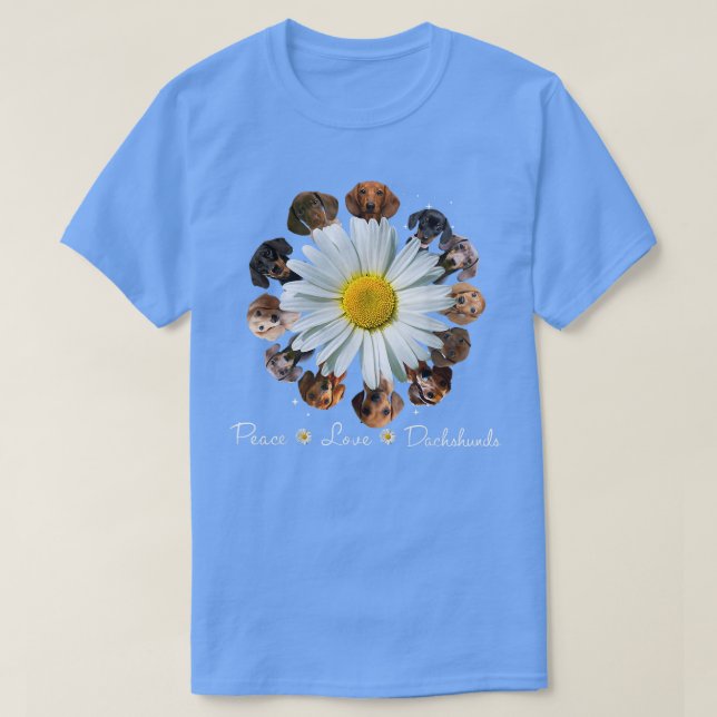 Dachshunds Hundar Peace Kärlek Daisy Dachshunds Ma T Shirt (Design framsida)