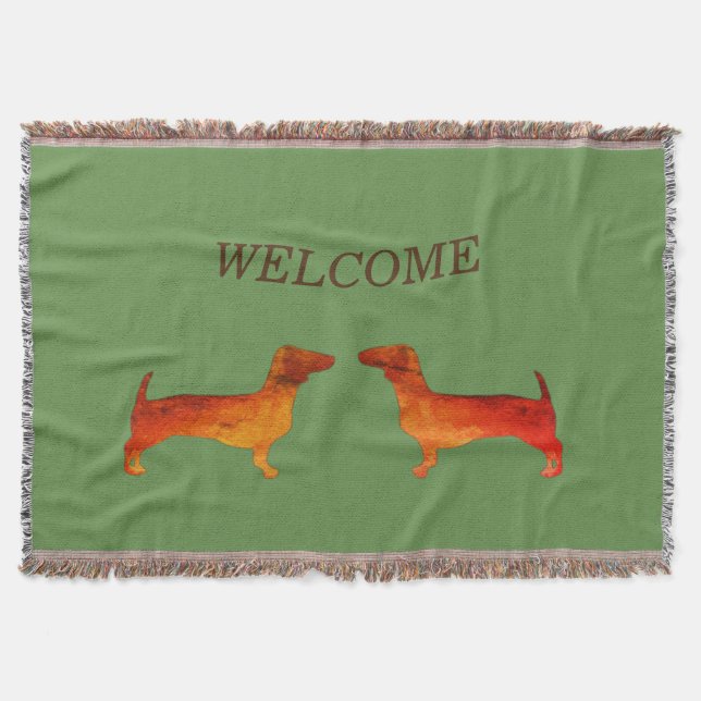 Dachshunds Hundar Welcome Filt (Framsidan)