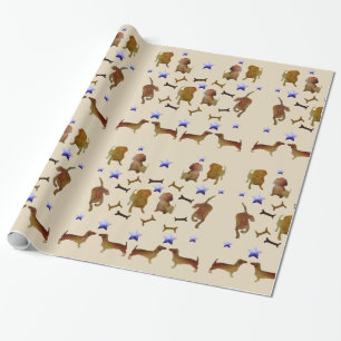 Dachshunds & Hundben Vattenfärg Presentpapper