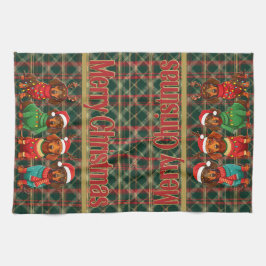 Dachshunds i Antlers & Santa Hats: Jul Kökshandduk