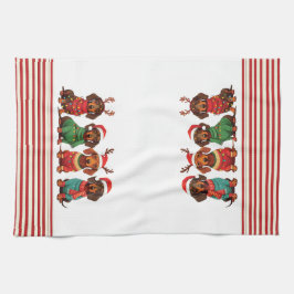 Dachshunds i Antlers & Santa Hats: Jul Kökshandduk