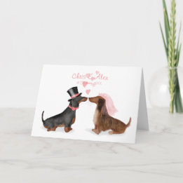 Dachshunds i bröllop-kortet i kärlek (pojke/flicka kort