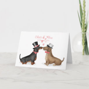 Dachshunds i bröllop-kortet i kärlek (pojke/pojke) kort