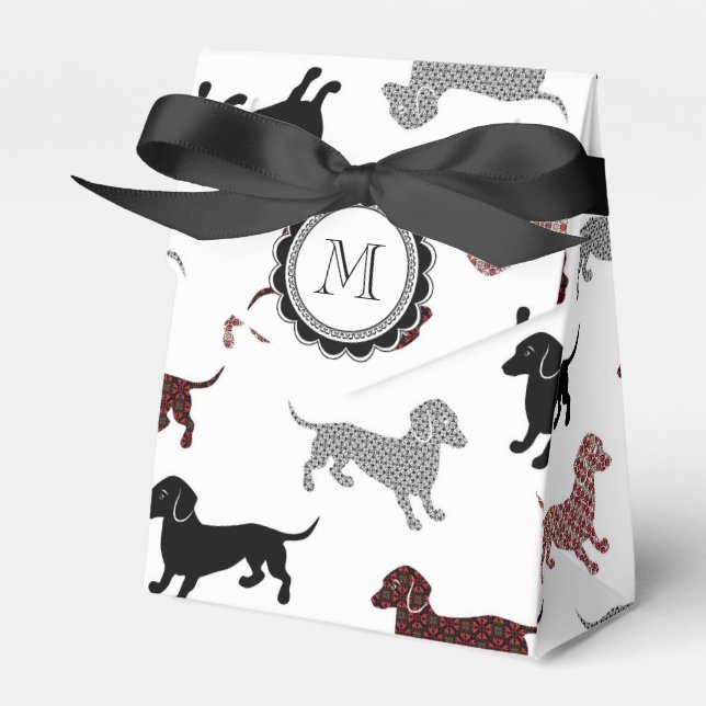 Dachshunds i Damask Cute Mönster Presentaskar (Framsidan Sidan)