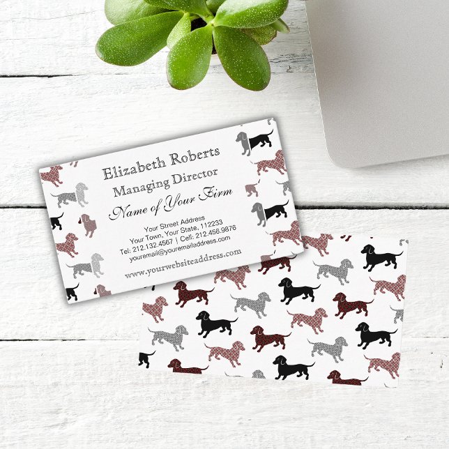 Dachshunds i Damask Cute Mönster Visitkort (Skapare uppladdad)