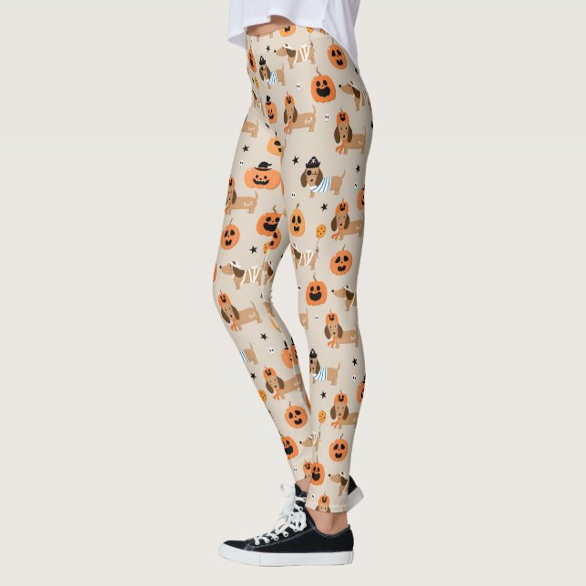 Dachshunds i Halloween Costumes Mönster Leggings (Vänster)