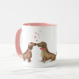 Dachshunds i kärlek personlig mugg (flicka/pojke)