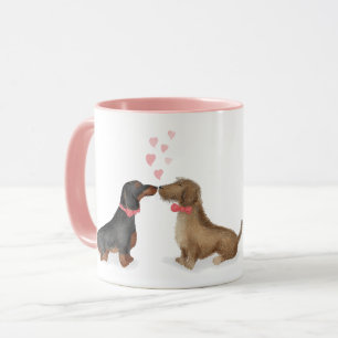 Dachshunds i kärlek personlig mugg (två pojkar)
