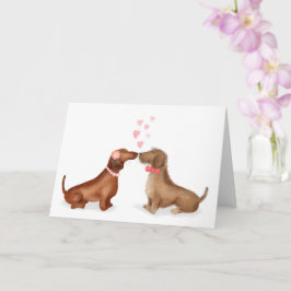 Dachshunds i kärlek Valentinkortet (flicka/pojke) Kort
