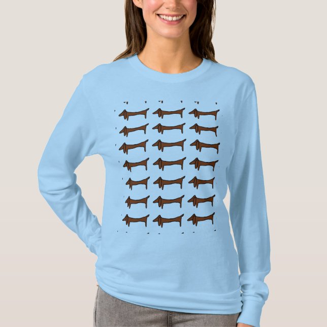 Dachshunds i Linjer Tee (Framsida)