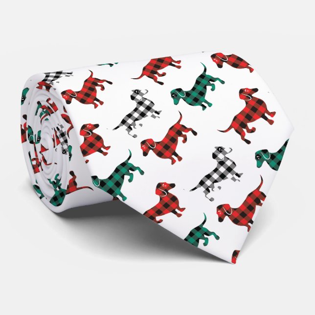 Dachshunds i Red Flanals Play Cute-julen Slips (Rullad)