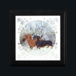 Dachshunds i Snö Minnesask<br><div class="desc">Den här designen är skapat från min originalteckning. Kom besöker vår butiks kundkrets för att se alla mina designar på kläder, novelty och presentartiklar! Om du vill visa designen på ALLA våra produkter klickar du på alternativet Överför den här designen till Andra produkter och gör dina val på rullan på...</div>