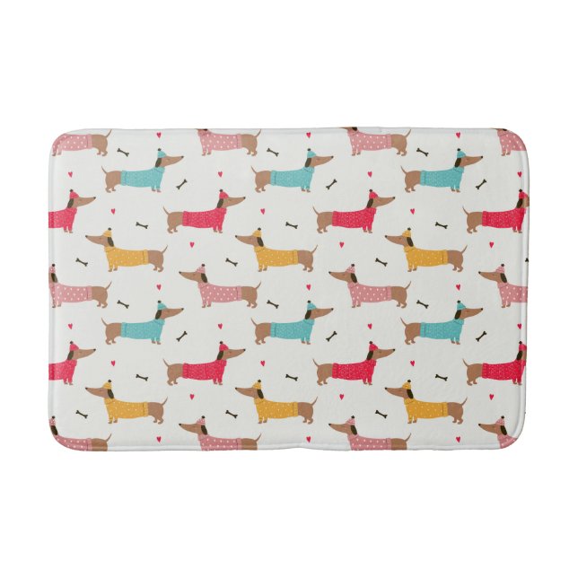 Dachshunds i Sweaters Helgdag Mönster Badrumsmatta (Framsidan)