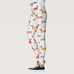 Dachshunds i Sweaters Helgdag Mönster Leggings