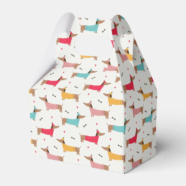 Dachshunds i Sweaters Helgdag Mönster Presentaskar (Framsidan Sidan)