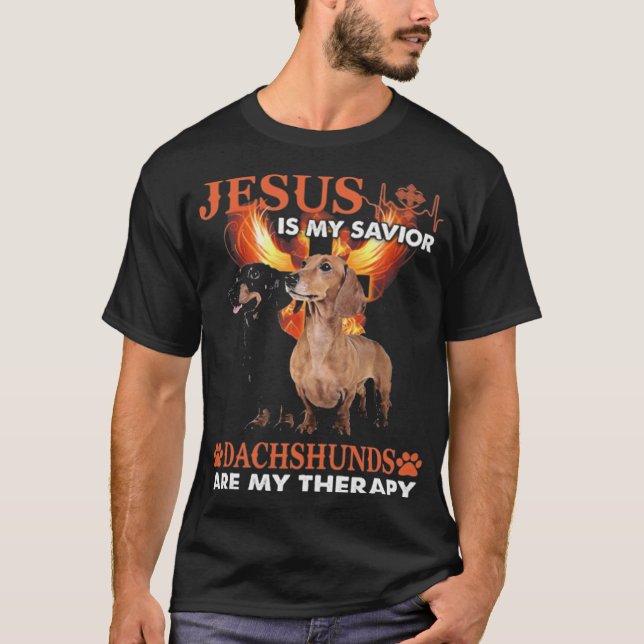 Dachshunds Jesus T Shirt (Framsida)