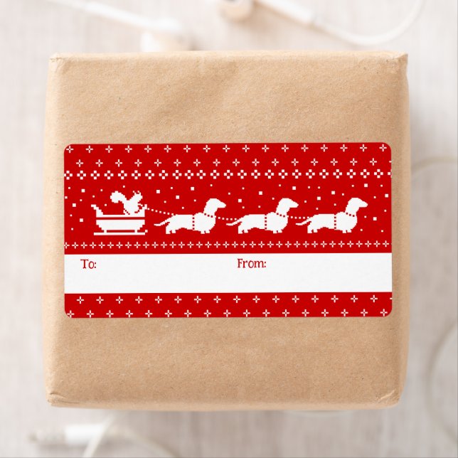 Dachshunds jul Sleigh med Squirrel Gift Fraktsedel (Insitu)