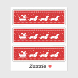 Dachshunds jul Sleigh med Squirrel Helgdag Klistermärken