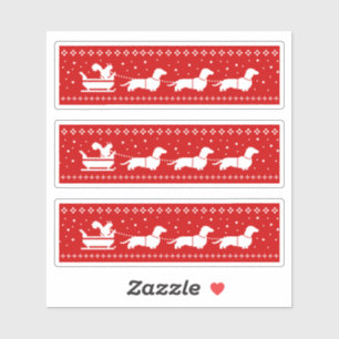 Dachshunds jul Sleigh med Squirrel Helgdag Klistermärken