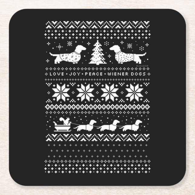 Dachshunds jul underlägg papper kvadrat (Framsidan)