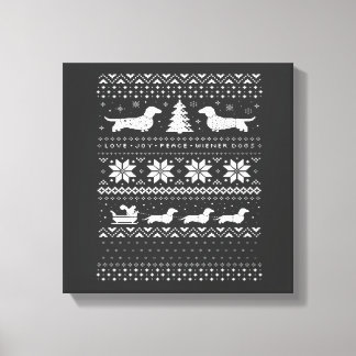 Dachshunds jultröja Mönster Klassisk T-Shi Canvastryck