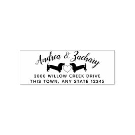 Dachshunds med Heart-par-Returadress Självfärgande Stämpel