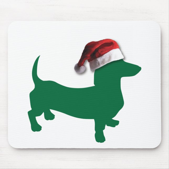Dachshunds med julhattar musmatta (Framsidan)