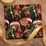 Dachshunds med julhattar sömlös mönster presentpapper<br><div class="desc">Ta upp fjällsäsongens magi med vår Digital Art Dachshund i Pappra julafton! Njut av julstämningen som vår beundransvärda dachshund, försedd med en glad helgdag, ger dina gåvor en lekfull beröring och ser till att varje present blir lika hjärtskärande på utsidan som på insidan. Kolla in DogSassy-design för ännu mer festive...</div>