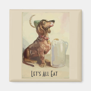 Dachshunds med öl, lägg till text magnet