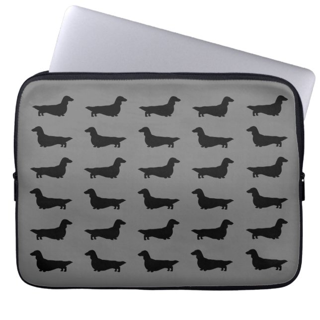 Dachshunds Mönster (Long-Halls Dachsies) Laptop Fodral (Framsidan)