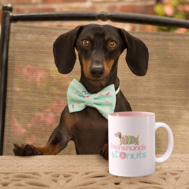 Dachshunds- och Donuts-kaffe Mugg (Dachshunds & Donuts coffee mug for wiener dog mom coffee drinkers)