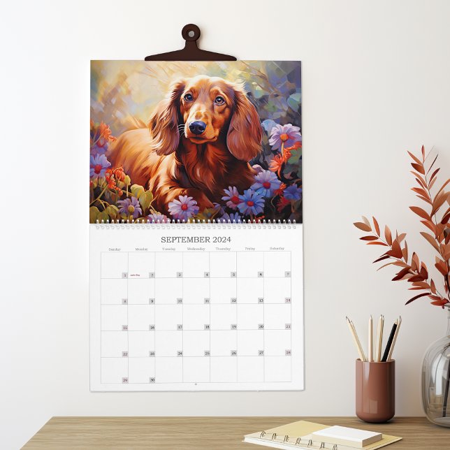 Dachshunds och Flowers Hund älskare Kalender (Skapare uppladdad)