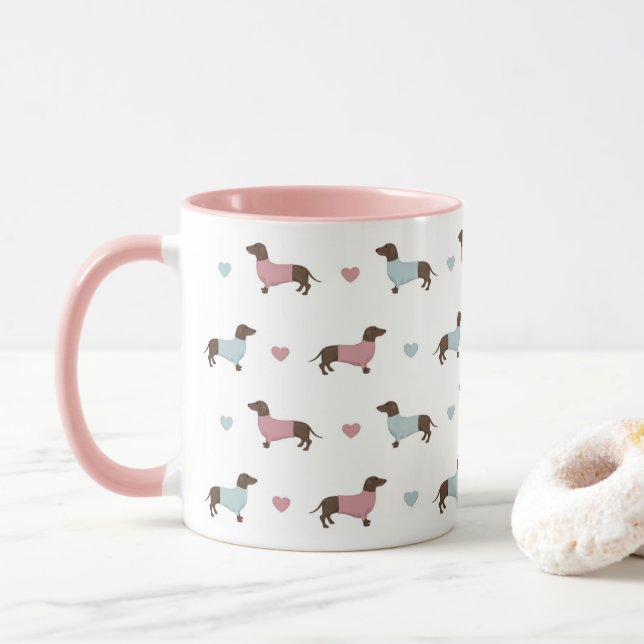 Dachshunds och Hearts Mugg (Med munk)