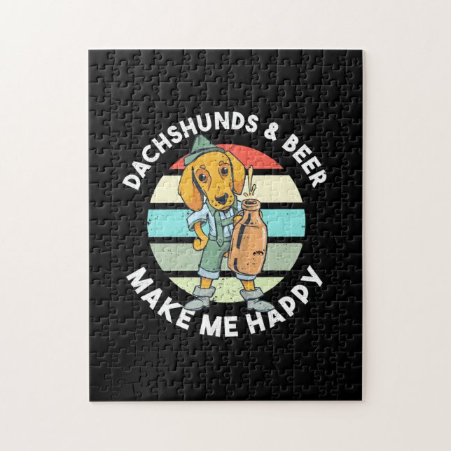 Dachshunds och öl gör mig glad pussel (Vertikal)
