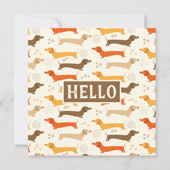Dachshunds- och Polka dots-platskort (Framsida)