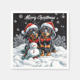 Dachshunds- och Snögubbe-julen Pappersservett