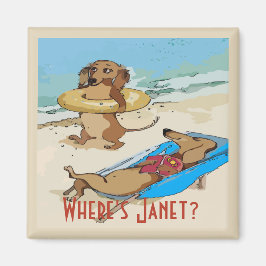 Dachshunds på Beach, lägg till test Magnet