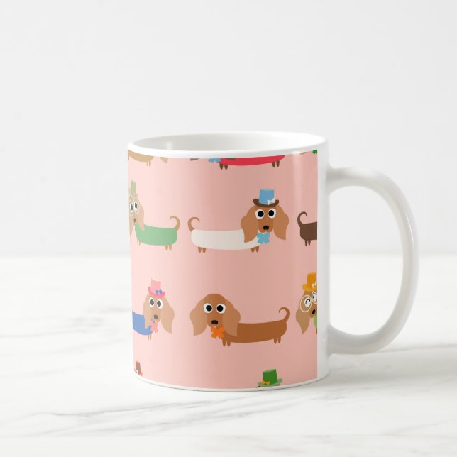 Dachshunds på Rosa Kaffemugg (Höger)