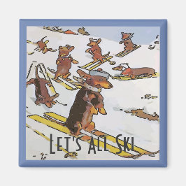Dachshunds på Slopes, lägg till text Magnet
