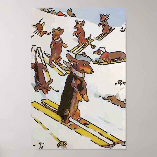 Dachshunds på Slopes, lägg till text Poster (Framsidan)