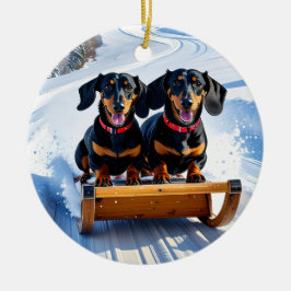 Dachshunds Sled jul Ornament