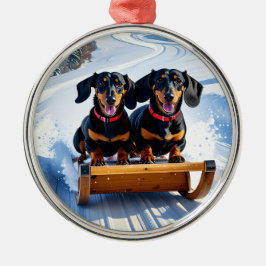 Dachshunds Sled jul Ornament