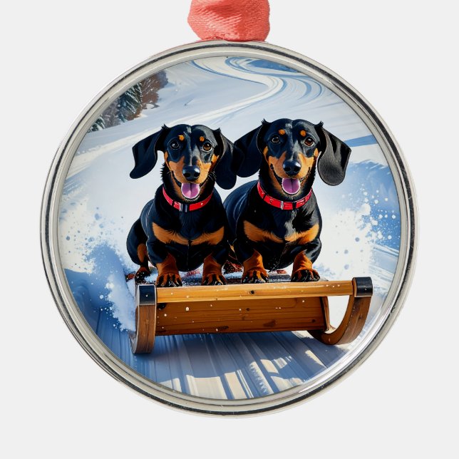 Dachshunds Sled jul Ornament (Framsidan)